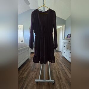 Chic Long Sleeve Purple Dress